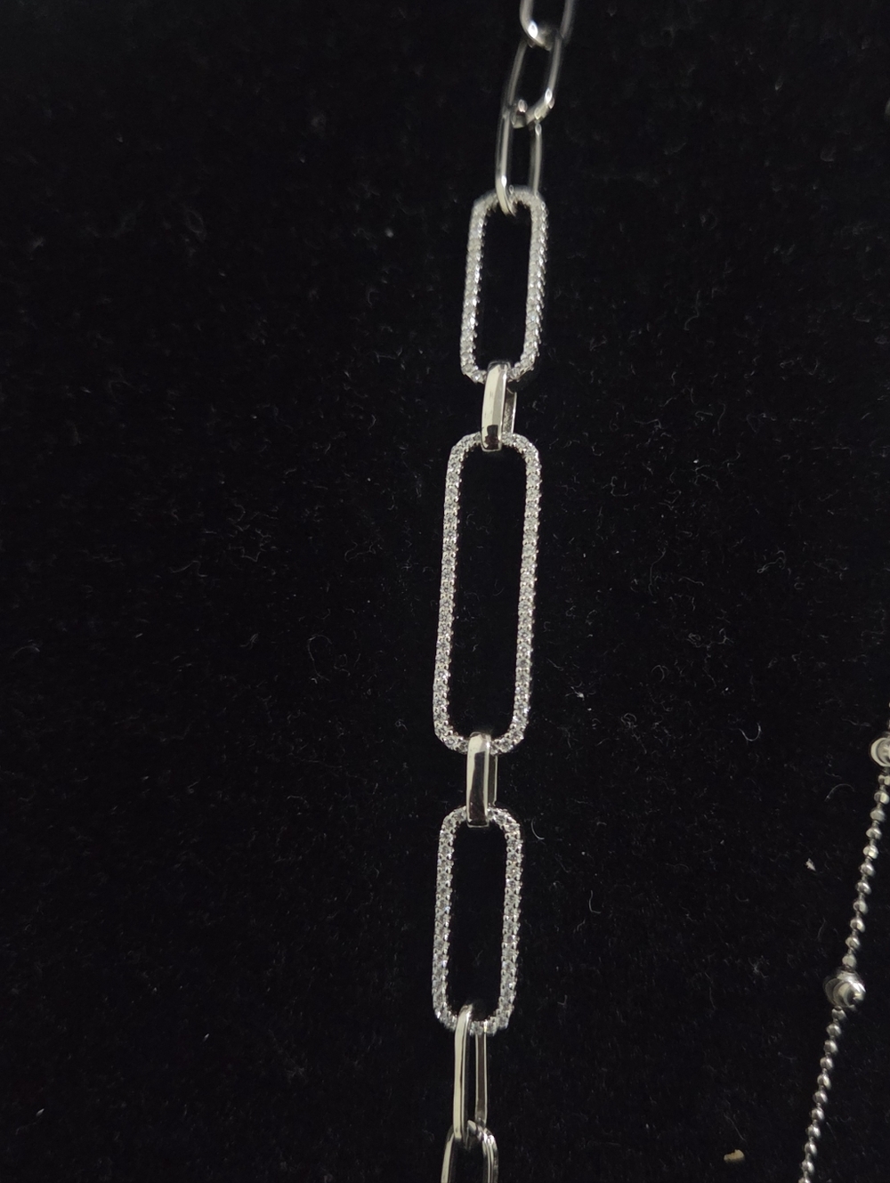 Sterling Silver Rectangular Link Bracelet - Silver